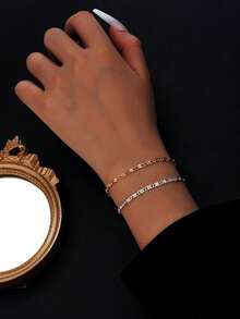 2件套情侣阴阳项链和双色手链套装 - 彩色 - 查看 5