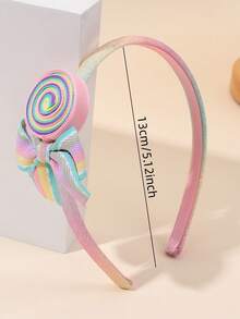 1pc Girls' Ombre Headband, Sweet Cute Candy Bow Hair Band, Girls' Daily Hair Accessory - Multicolor - View 4