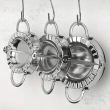 1 pieza Molde para hacer empanadillas grande/mediano/pequeño, Herramientas de acero inoxidable para empanadillas, Imprescindible para uso doméstico, Prensa manual para moldes de empanadillas, Utensilios de cocina - Plateado - Ver 2