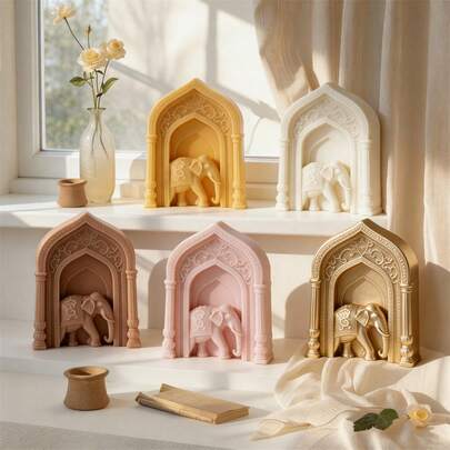 Elephant Candle Mold Arch Door Silicone Mold Roman Pillar Soy Wax Silicone Mould Eid Mubarak Gift Idea Home Decor
