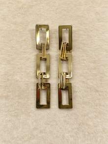 1 Pair Of Women's Geometric Fashion Personalized Splicing Earrings (No Gift Box) Suitable For Daily Commuting Wear - Yellow Gold - View 8