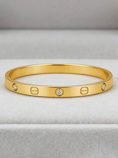 1 stuk hoogwaardige vintage roestvrijstalen armband met 18-karaats goudlaag, hypoallergeen, geschikt voor vrouwen en stellen om dagelijks of bij formele gelegenheden te dragen. Ook een uitstekende cadeaukeuze voor Valentijnsdag, Kerstmis en andere feestdagen.