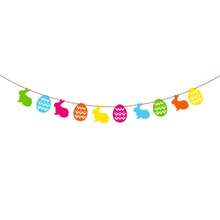 Easter Banner Burlap Bunny Garland Happy Easter Day Decorations For Fireplace Home Decor - Multicolor - View 4