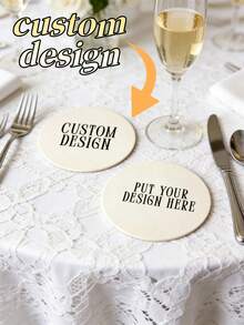 8/16/24Pcs Customized Printed Paper Cup Coasters, Personalized Text Paper Cup Pads, Custom Pattern Disposable Coasters For Birthday Party, Wedding Reception, Bridal Shower, Anniversary, Bulk Personalized Wedding Cup Pads Party Supplies - Multicolor - View 1