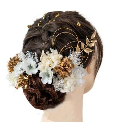 成人式 髪飾り 卒業式 袴 和装ヘア 振袖 着物 和装 花嫁 結婚式 前撮り 和モダン パール かんざし ヘアアクセサリー 白 金 紫陽花 水引