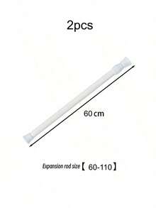 2pcs Adjustable Spring Tension Curtain Rods, Expandable Spring Curtain Rods For Windows, Bathrooms, Cabinets And Kitchens - White - View 12