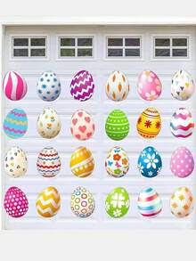 24 piezas Imanes decorativos magnéticos de Pascua con diseños de huevos de Pascua y zanahorias, perfectos para decorar el coche, el refrigerador, el lavavajillas, fiestas, festivales de Pascua y decoración del hogar - A - Ver 1