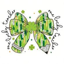 1个/2个/3个绿色蝴蝶结图案热转印贴纸，耐用持久的熨烫贴片，适用于DIY T恤、连帽衫、牛仔裤、卫衣、背包、夹克、手提包、枕头等。 - 3PCS-S - 查看 6