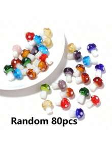 15/25/35/50/60/80/100pcs Multi-Color Mushroom Glass Beads - Colorful Marble Texture Mushroom Decorative Beads, Suitable For Jewelry Making, DIY Necklace, Bracelet, Earrings, Crafts | Vibrant Bead Design | Smooth Texture - Multicolor - View 21