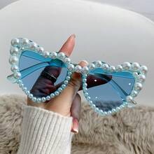 2026 Heart-Shaped Frameless Pearl-Studded Fashion Glasses Party Gathering Personality Quirky High-End Candy Color - White - View 12