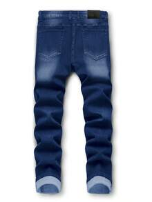 Two-Pack Men's Ripped Jeans Stretch Ripped Jeans For Men Comfort Flex Slim Fit Jeans Designer Fashion Pants For Men,Street Style - Blue + Red - View 4