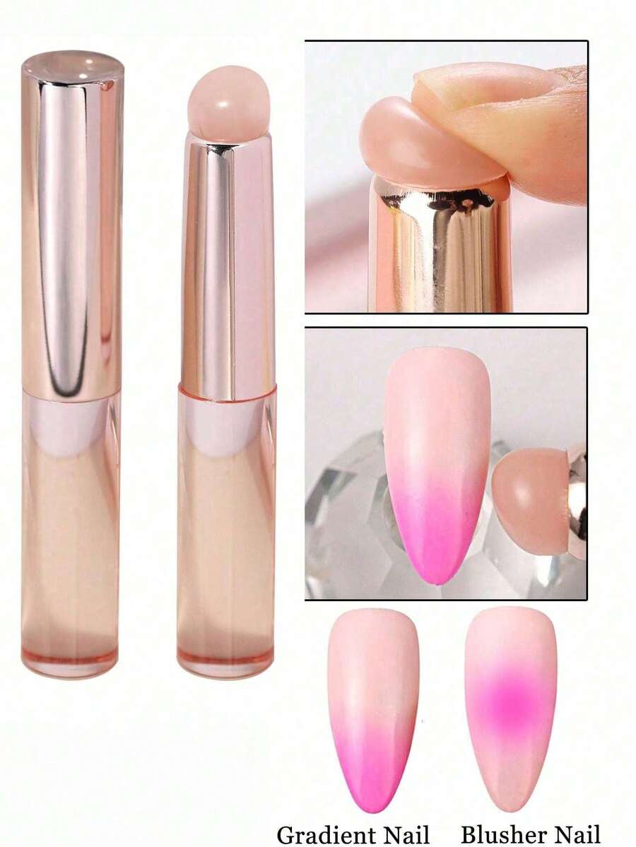 Silicone Tie Dye Nail Brush - Tie Dye Blush Nail Painting Makeup Reusable Tie Dye Brush Suitable For Home DIY Nail Salon Tools - Pink - View 1