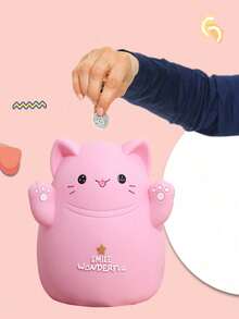 Hucha de gato de dibujos animados linda - Material de vinilo, resistente a caídas, adecuada para decoración del hogar o regalos, decoración del hogar | Diseño de gato de dibujos animados | Diseño anti-caída, regalo para amantes de los gatos - hucha - Ver 2