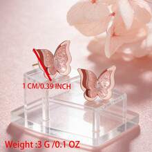 2 件装女士可爱精致双层耳环，高品质不锈钢磨砂蝴蝶耳环，夏季潮流百搭礼物 - 蝴蝶型 - 查看 7