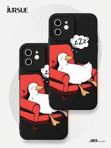 Ốp lưng điện thoại hình vịt JURSUE dễ thương, phong cách Kawaii, thẩm mỹ, hoạt hình, chống sốc, mềm mại, tương thích với iPhone 17 16 15 14 13 12 11 Pro Max SE 2020 X XR XS Ip 8 7 Plus XYH2272 - màu đen - Xem 3