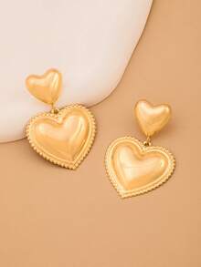 1 par de pendientes elegantes con corazón de encaje y borlas, de moda para adolescentes - Amar - Ver 5