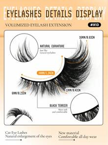 10对装 浓密卷翘的假睫毛 3D水貂毛假睫毛 自然纤长 猫眼睫毛 睫毛嫁接效果 适用于角色扮演、漫画等各种场合 - 尖尾漫畫款 - 查看 4