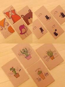 10pcs/30pcs/50pcs Mini Cartoon Notebook, Portable Kraft Paper Diary, Ideal School Reward Gift, Suitable Student Small Prize Notebook, Back To School Supplies, Thanksgiving, Student Stationery, Halloween, Christmas, New Year Gift - Multicolor - View 7