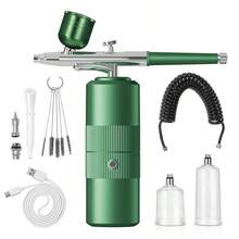 Wireless Portable Nail Art Spray Gun Kit With Compressor, 30PSI High Pressure Rechargeable Spray Gun With 0.3mm Nozzle, Suitable For Models, Haircuts, Cookies, Cakes And Other Painting - 彩色 - 查看 9