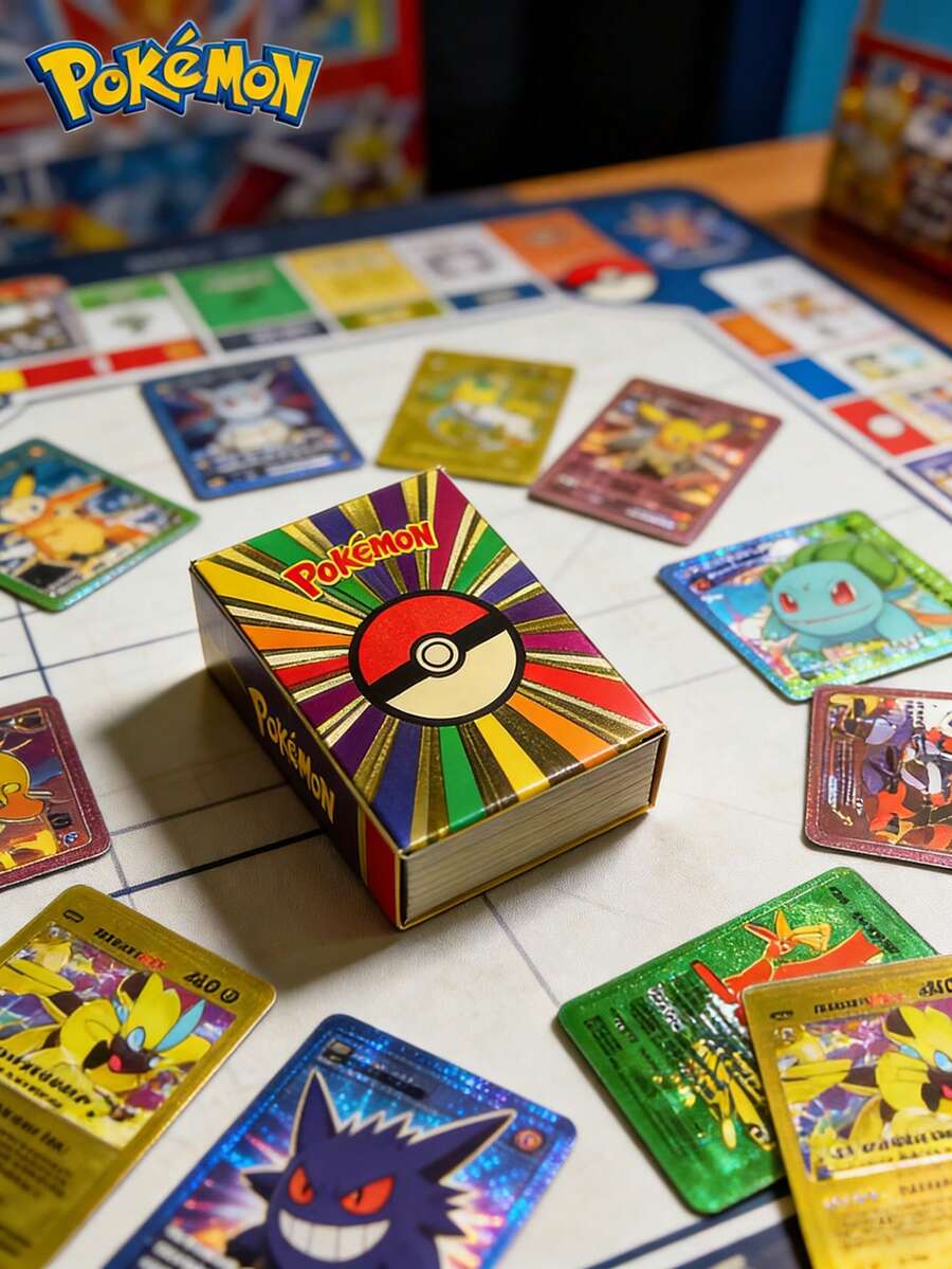 110张TCG V系列Vmax GX稀有全息卡牌，火、格斗、龙属性超级进化套装，闪光游戏对战系列，节日派对用品，生日派对用品，婴儿派对礼物 - 彩色 - 查看 1