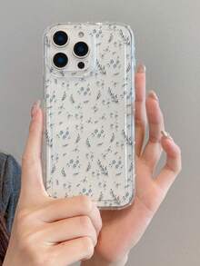 1pc Fashion Creative Blue Flower & Leaf Pattern Phone Case, Suitable As Holiday Gift Compatible With Samsung Galaxy M34/S25/A15, Apple Xs/Xsmax/Xr/11/12/13/14/14plus/15/15plus/16/16plus/7/8plus17/17pro And Other Models - Multicolor - View 1