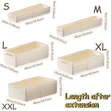 1pc Expandable Plastic Storage Box, Large Capacity Drawer Style Makeup Organizer, Multifunctional Foldable Clothes Storage Basket, Adjustable Length, Foldable For Space Saving, Suitable For Storing Clothes, Toys, Snacks, Cosmetics, Kitchen Spices, Applicable For Wardrobe Organization, Bedroom, Bathroom, Kitchen, Dorm, Room Decor - White - View 8