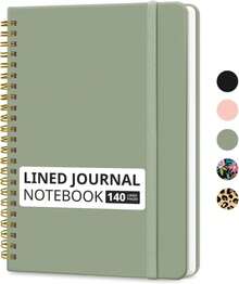 Taja Lined Spiral Journal Notebook For Women &Amp; Men, 140 Pages, College Ruled Hardcover Notebook For Work &Amp; Note Taking, Journals For Writing, A5(5.7" X 7.9") - Green - 顏色A - 查看 1