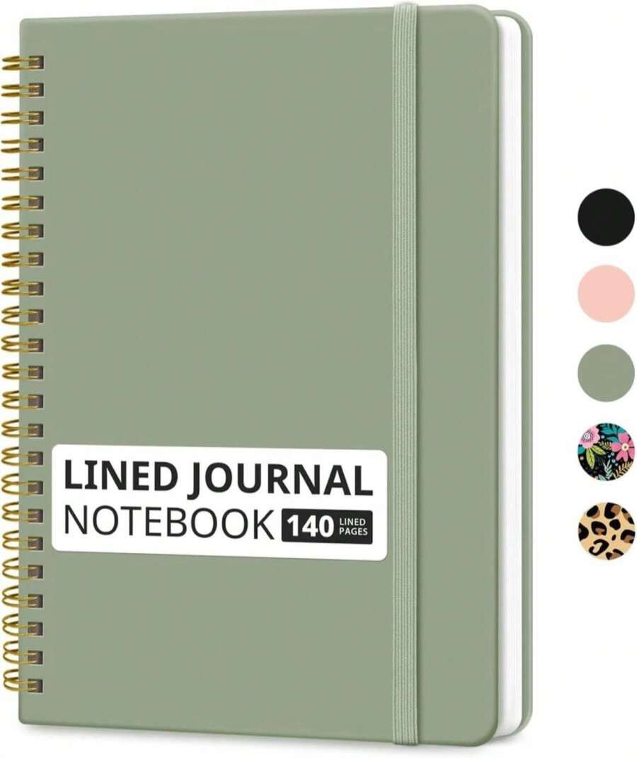 Taja Lined Spiral Journal Notebook For Women &Amp; Men, 140 Pages, College Ruled Hardcover Notebook For Work &Amp; Note Taking, Journals For Writing, A5(5.7" X 7.9") - Green - 顏色A - 查看 1