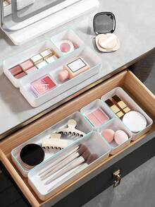1 Stück Schubladentrenner Aufbewahrungsbox, Desktop Organizer Aufbewahrungsbox, Schmuck, Kosmetik, Haaraccessoires Aufbewahrungsbox, Kunststoffmaterial, multifunktionale Aufbewahrungsbox, Haaraccessoires und Bürobedarf Aufbewahrungsbox, verschiedene Größen, geeignet für Zuhause Schubladen, Schlafzimmer, Studentenwohnheime, Badezimmer, Desktop Organizer, Raumdekoration - Verschiedenfarbig - Übersicht 8
