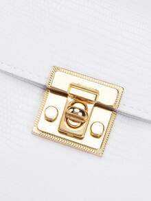 1pc Girls' Lizard Pattern Minimalist Chain Twist Lock Crossbody Square Bag, Suitable For Parties, Travel, Daily Use, And An Ideal Gift Choice - Multicolor - View 9