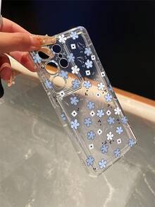 Flower 1pc Floral Pattern Cushion Transparent Anti-Drop Phone Case, TPU Material Suitable As Holiday Gift, Unisex, Compatible With Samsung Galaxy S25/S25 Plus/S25 Ultra/S24 Ultra/S24/S23 Ultra/S23/S22 Ultra/S22/A73 5G - Clear - View 2