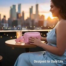 Plus Size Fanny Pack | XL Extended Strap 70\ | Double Compartment | Women Men Crossbody Sling Bag | Essential-Fit Belt Bag - LightPinkDoubleCompartment - View 4