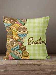 4pcs Fun Easter Pillow Cover, Happy Easter Cushion Cover, Easter Egg Pillowcase, Happy Easter Pillowcase, Easter Eggs Throw Pillow Cover - Green - View 5