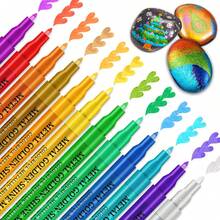 12/18 Colors Vibrant Color Acrylic Paint Markers - Metallic Sparkle Art Glitter Pens For Versatile Crafting On Scrapbook, Black Paper, Rock, Ceramic, Glass, Wood, Fabric, Canvas, Mugs, And Christmas Crafts Projects - Sets - View 12