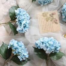 1/3/60支手工仿真蓝色绣球花，逼真丝质绣球花，适合派对、家居和办公室装饰，仿真花非常适合婚礼装饰、礼品和节日装饰 - 藍色 - 查看 6