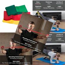 Juego de bandas de resistencia sin látex para ejercicio r e inferior del cuerpo entrenamiento de fuerza terapia física pilates rehabición amarillo rojo y verde principiante-060 - Sin látex versión antigua - Ver 2