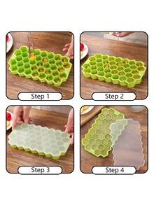 1pc 37-Cavity Silicone Honeycomb Ice Cube Tray With Lid, Quick Ice Making, Easy Release, Home Ice Mold - Multicolor - View 7