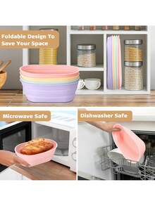 10-Inch Foldable Silicone Bread Proofing Basket, Oval Banneton Basket, Non-Stick Dough Fermentation Bowl Container For Bread Baking - Multicolor - View 7