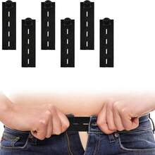 5pcs Adjustable Waistband Extenders - Elastic Pants Buckle For Maternity & Jeans, Available In Khaki, White, Blue, Black - A - View 1
