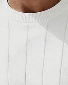 GRDR Men's Summer Ribbed Crew Neck Knit Short Sleeve Sweater - White - View 4