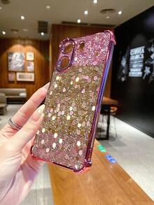 1个闪光防震电镀摄像头保护手机壳，采用UV印刷工艺，适用于三星Galaxy/////安卓机型 - 粉色 - 查看 4