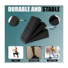 Adjustable Squat Wedge Block Set Of 3 – Multi-Angle (8.5°, 17°, 34°) Yoga & Fitness Incline Board For Squats, Calf Stretch, Weightlifting – Portable Slant Board For Gym & Home Workout - Black - View 4