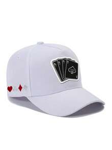 1pc Men's Front Embroidered Poker Card & Side Embroidered Poker Card Pattern 5-Panel Baseball Cap, Street Fashion Casual Hat For Spring, Autumn, Travel, Beach - Multicolor - View 16