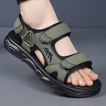 Men's Adjustable Strap Outdoor Hiking Sandals, Open Toe Non-Slip Wear-Resistant Thick Sole Lightweight Breathable Casual Athletic Footwear For Men Beach Camping Travel Daily Wear - 綠色 - 查看 7