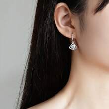 一套进口奢华1克拉莫桑石925纯银吊坠项链、戒指、耳环三件套首饰，女士/节日礼物 - 銀色 - 查看 1