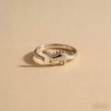 925 Silver Plated Jurassic Dinosaur Adjustable Ring, Cute Animal Theme Ring Suitable For Couples Daily Wear, Party Jewelry Gift - Ring - View 11