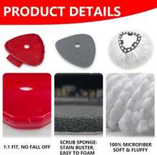 5 Pack Spin Mop Replace Head For O Cedar EasyWring 1 Tank, Includes 2 Microfiber Mop Replacement Refill, 2 Prone To Foaming Scrubber Sponge Brushes &Amp; 1 Connector For Kitchen, Bathrooms, Glass - ColorA - 查看 3