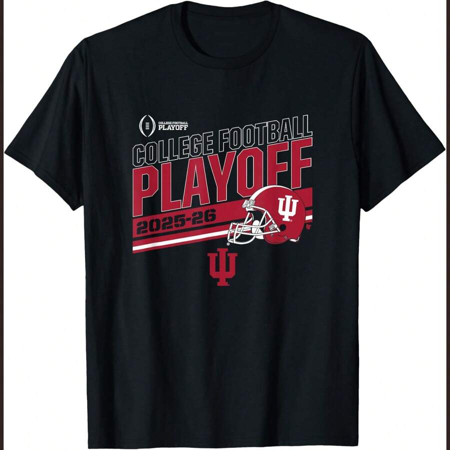 Indiana22 Hoosiers College Football Playoff Stripe 2025 T-Shirt - 黑色 - 查看 1