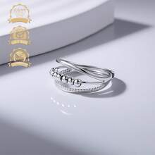 1 Stück modischer & eleganter 925 Silber geometrischer beweglicher Kugelring, geeignet für Frauen Urlaub, Party, Bankett - Silber - Übersicht 6