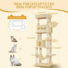 Hzuaneri 170 Cm Large Cat Tower For Indoor Cats,Cat Tree,  Multi-Level Cat House With Condo, 8 Scratching Posts, Hammock - Beige - View 5